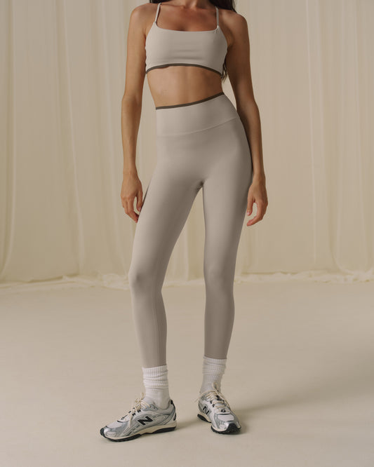 Bonded Contrast Leggings - Bone