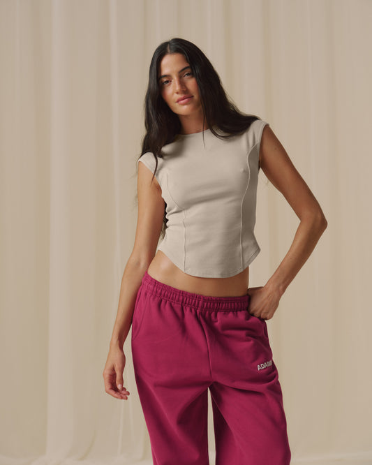 Rib Seam Detail Top - Bone