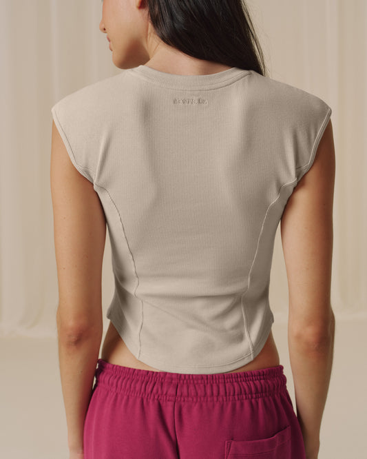 Rib Seam Detail Top - Bone