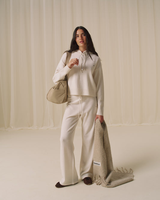 Lightweight Merino Wool Knit Trousers - Marshmallow White