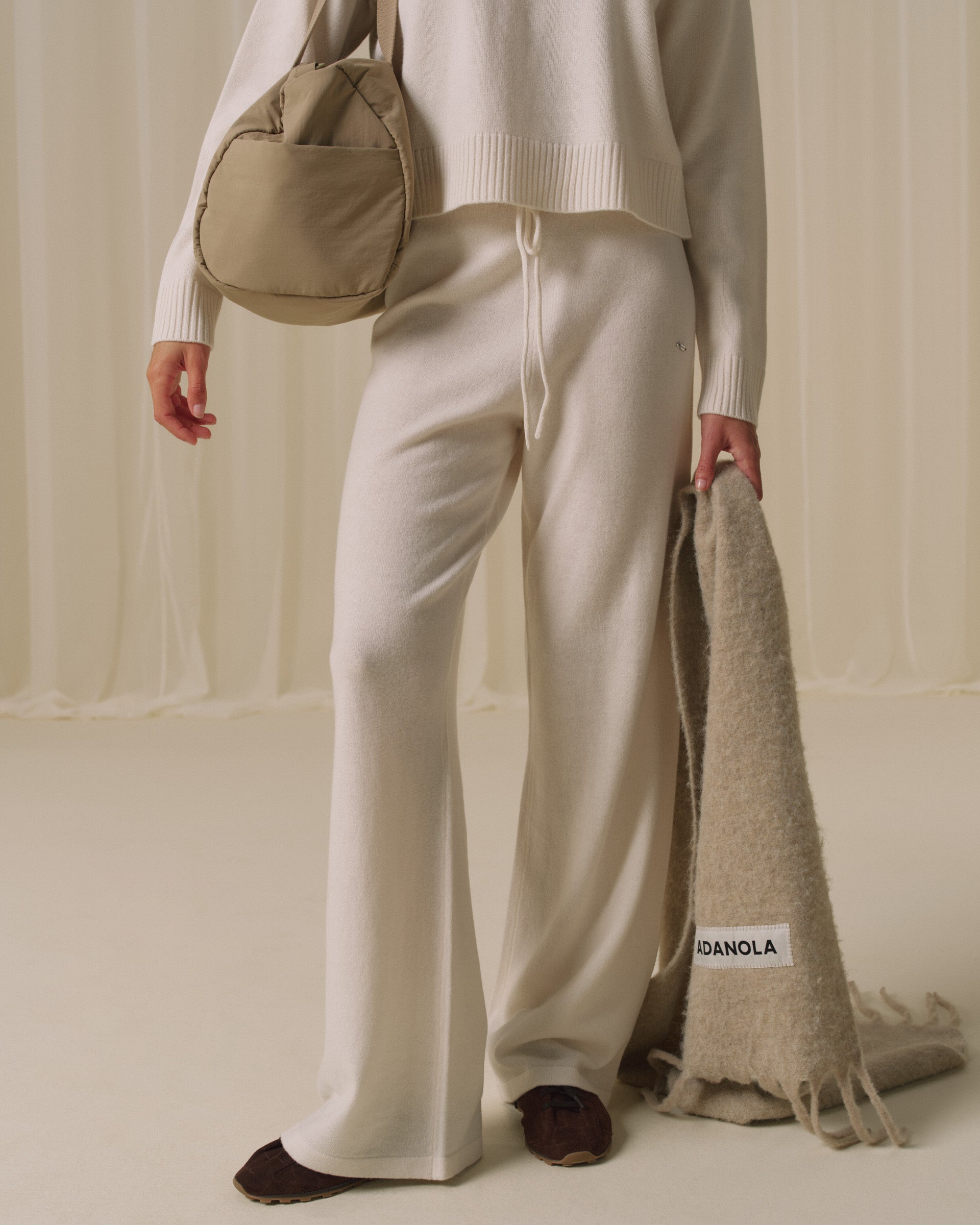 Lightweight Merino Wool Knit Trousers - Marshmallow White