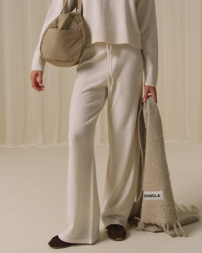 Lightweight Merino Wool Knit Trousers - Marshmallow White