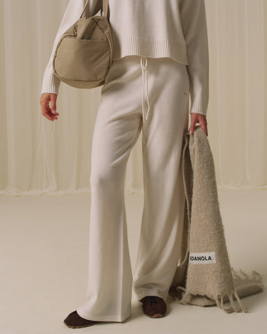 Lightweight Merino Wool Knit Trousers - Marshmallow White