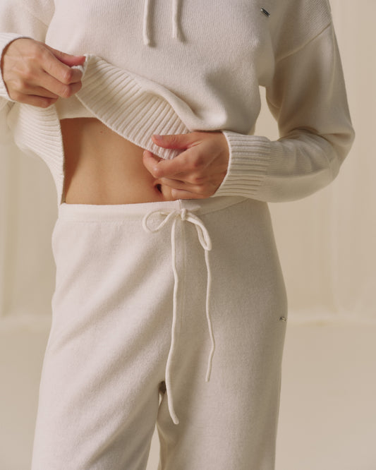 Lightweight Merino Wool Knit Trousers - Marshmallow White