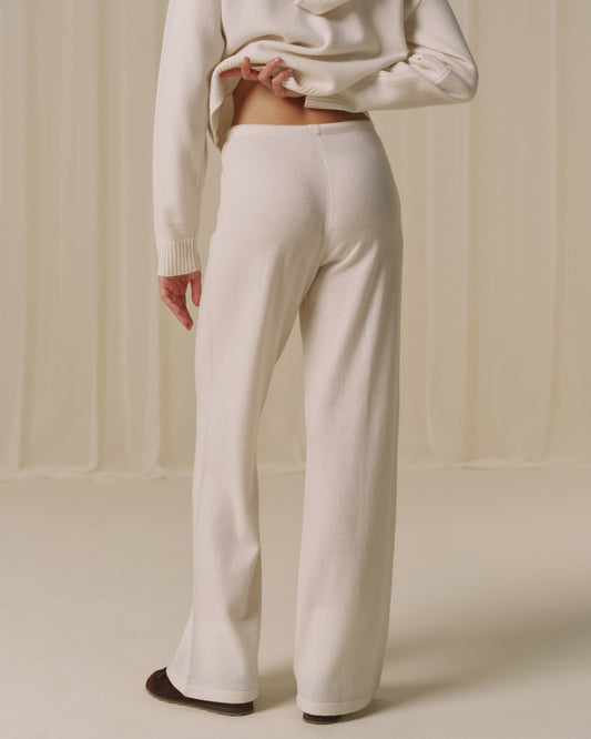 Lightweight Merino Wool Knit Trousers - Marshmallow White