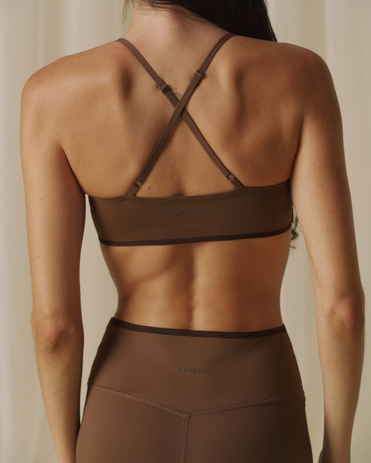Bonded Skinny Strap Bra - Mocha Brown