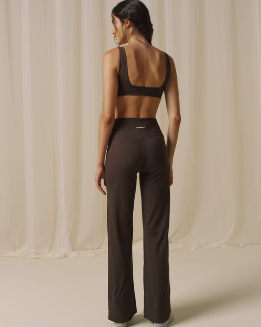 Ruched Front Yoga Pant - Coffee Bean