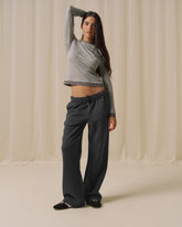Branded Straight Leg Sweatpants - Graphite Grey