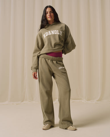 Varsity Loose Fit Straight Leg Sweatpants - Pistachio Green
