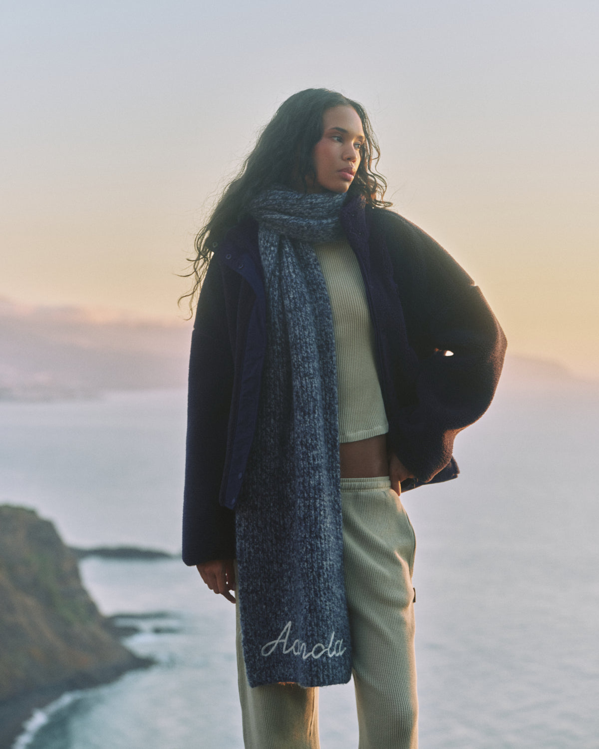 Knit Marl Scarf - Navy Blue