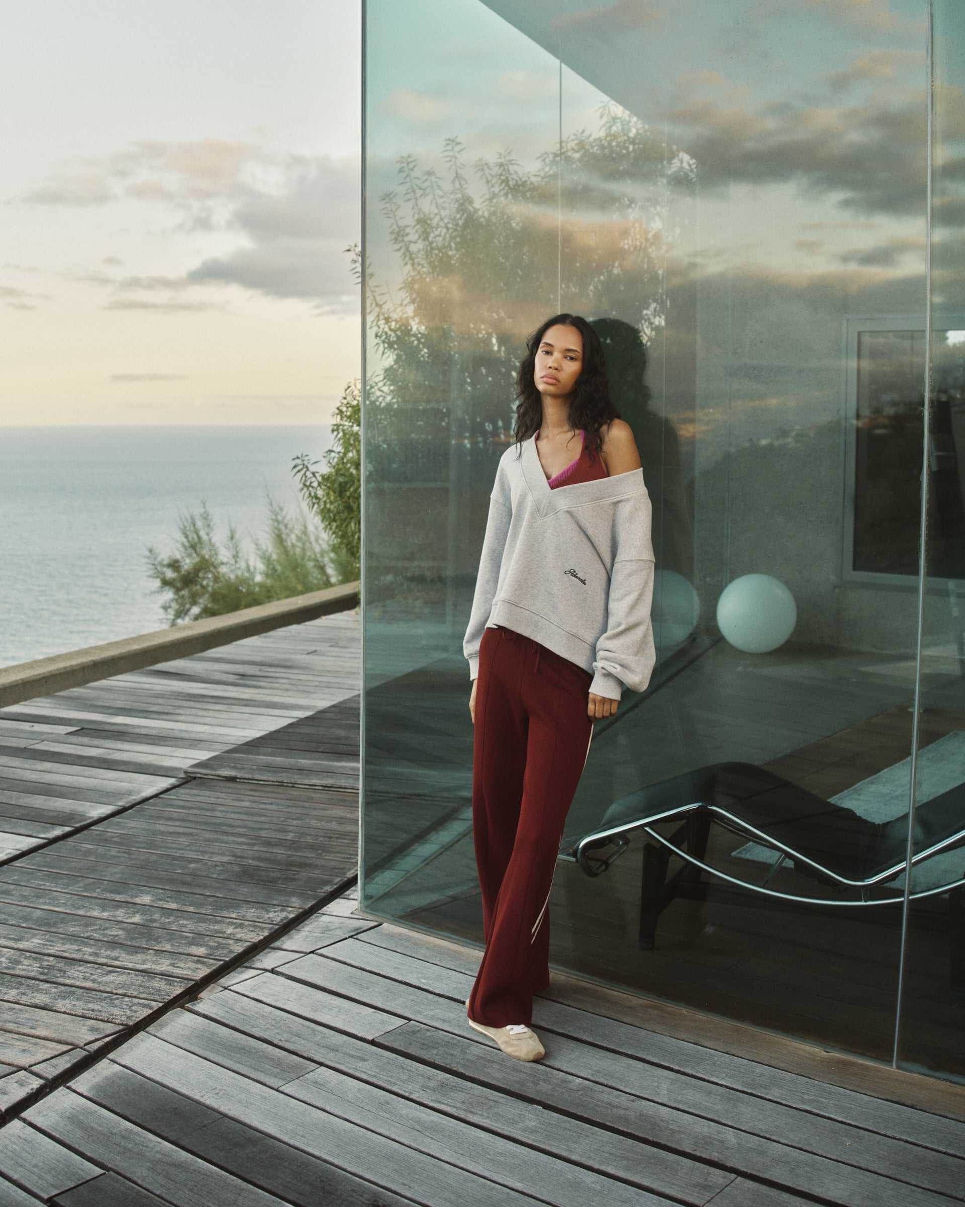 Knit Straight Leg Pants - Damson Red