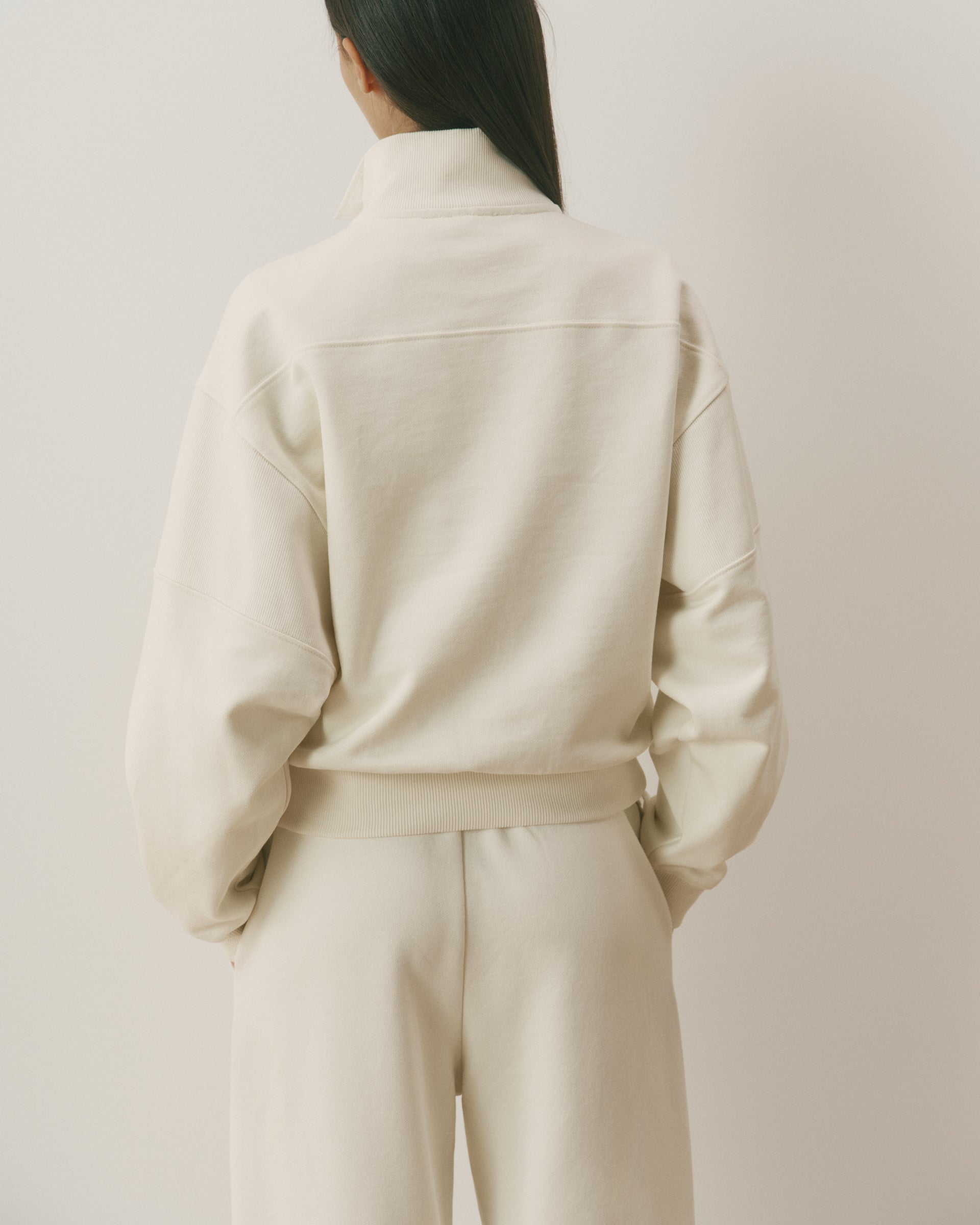 Retro AS Oversized Funnel Neck Zip Sweatshirt - Marshmallow White/Classic Red