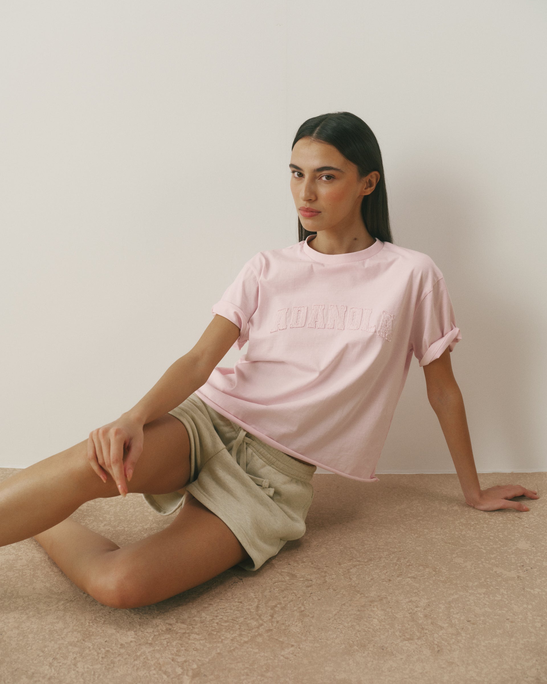 Varsity Mid-Weight Raw Hem T-shirt - Soft Pink