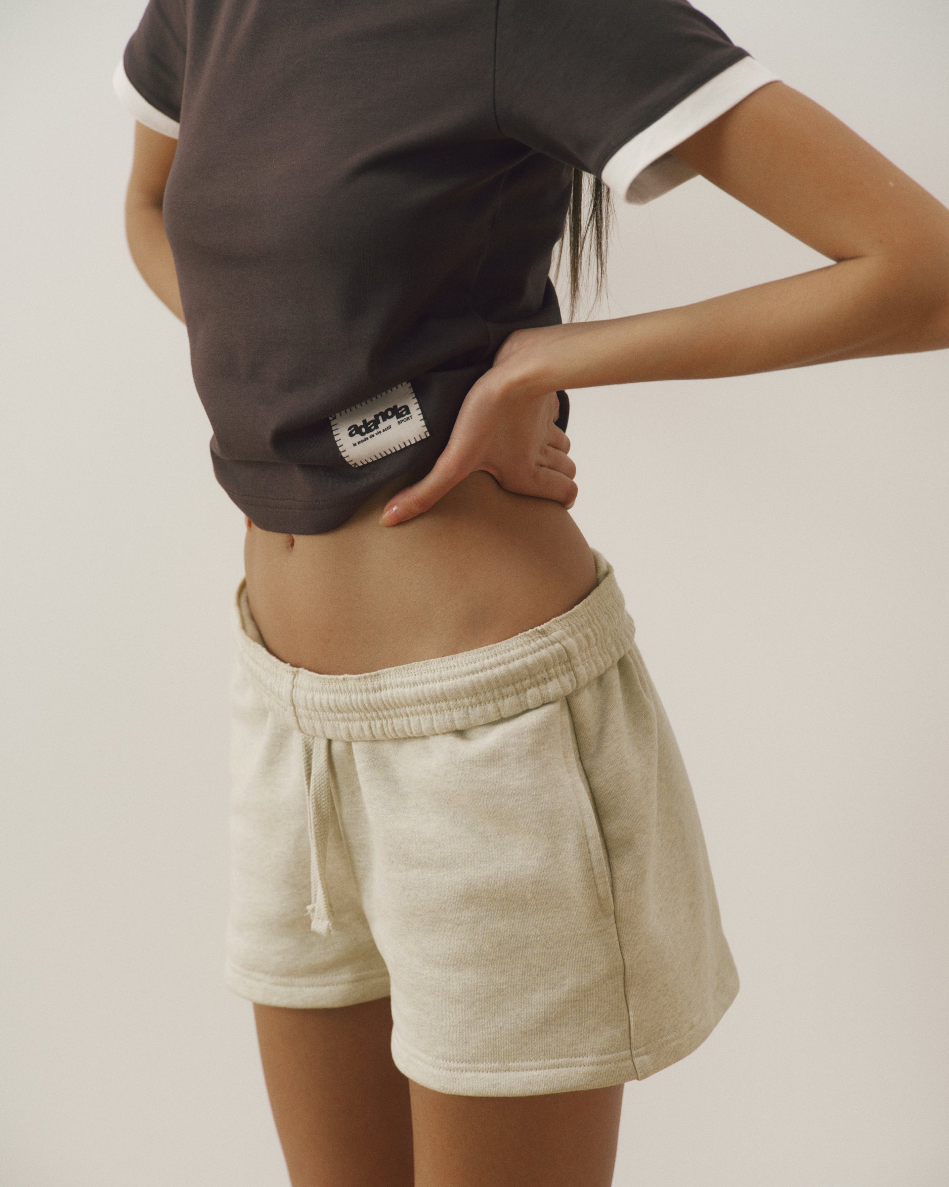 Signature Loose Fit Sweat Shorts - Oatmeal Marl/Coffee Bean