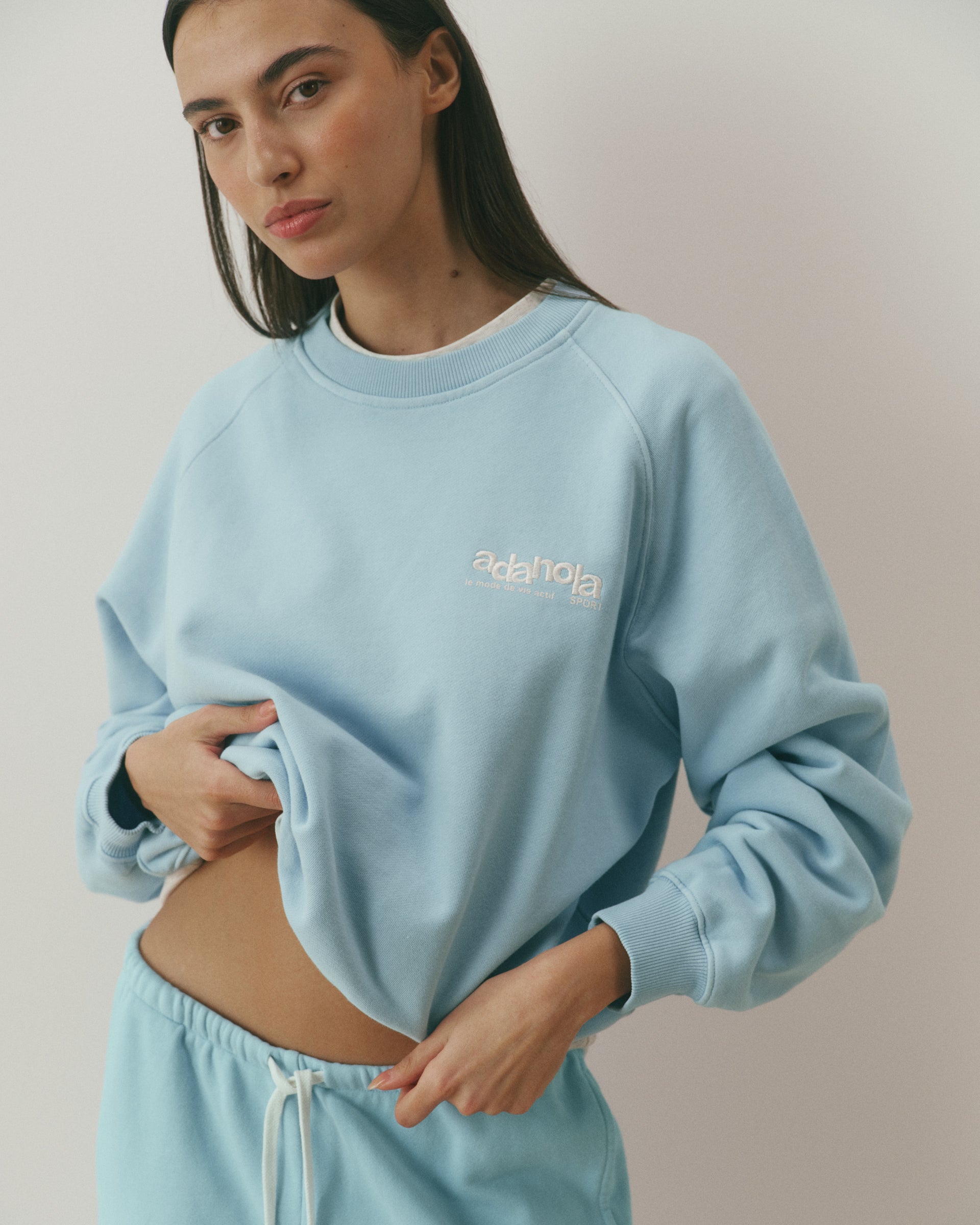 Le Mode De Vie Loose Fit Sweatshirt - Breeze Blue/Marshmallow White