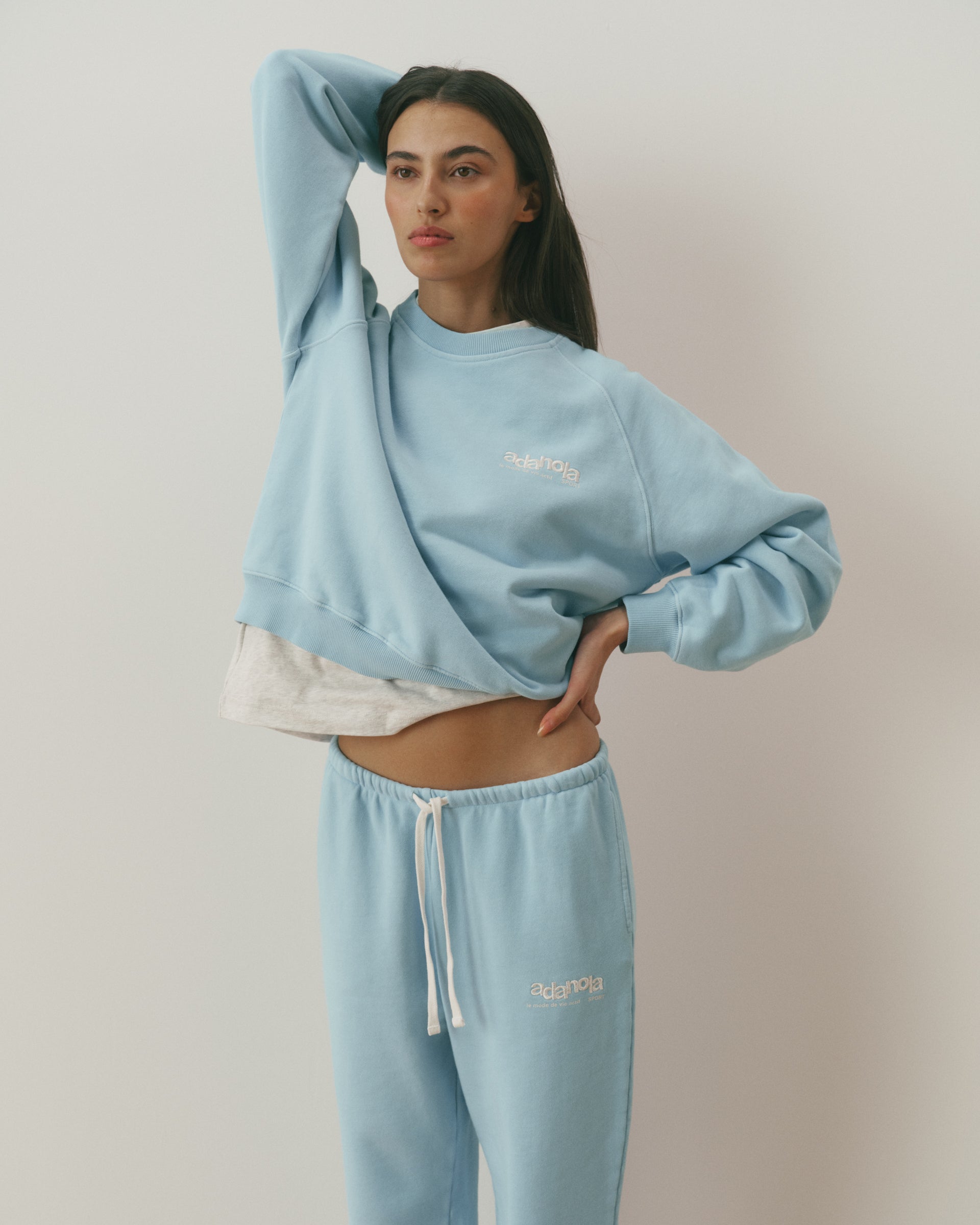 Le Mode De Vie Loose Fit Sweatshirt - Breeze Blue/Marshmallow White