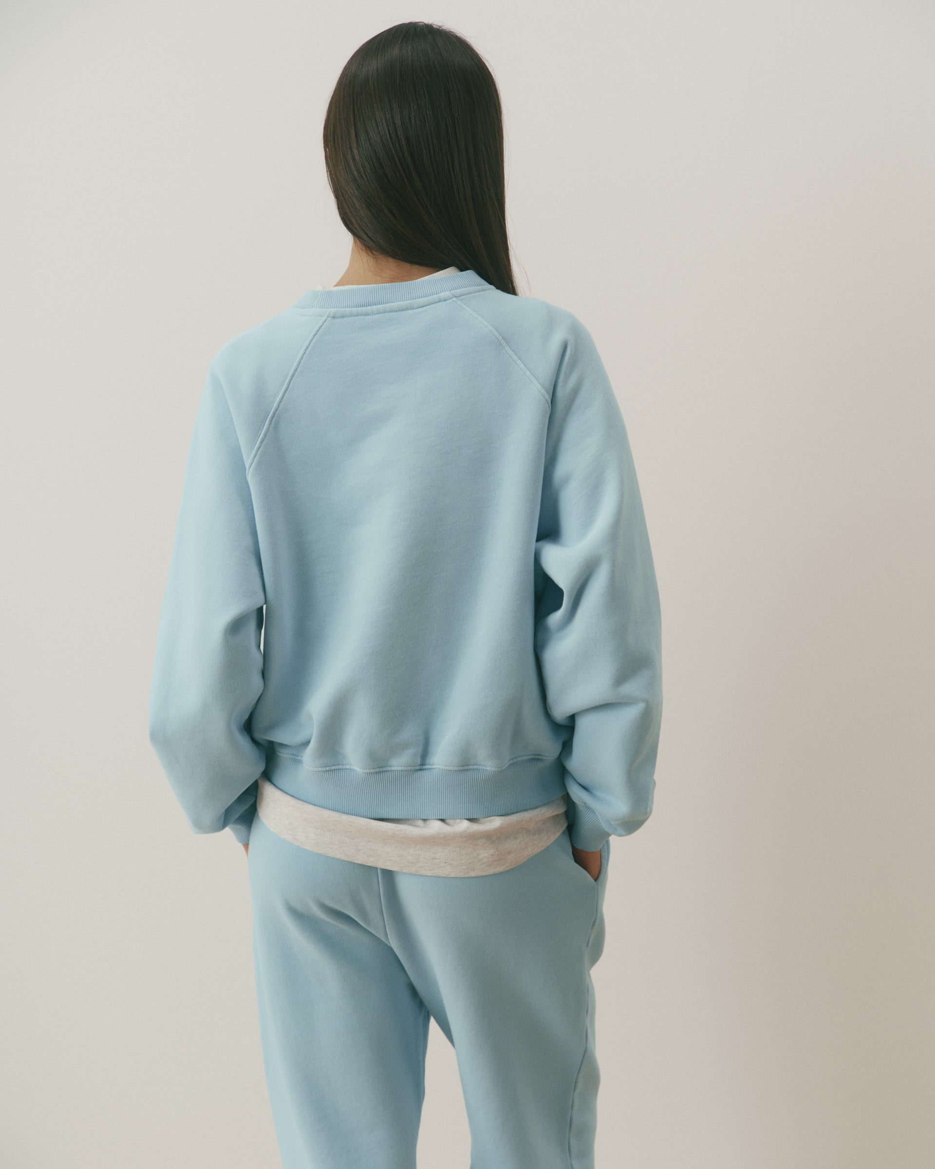 Le Mode De Vie Loose Fit Sweatshirt - Breeze Blue/Marshmallow White