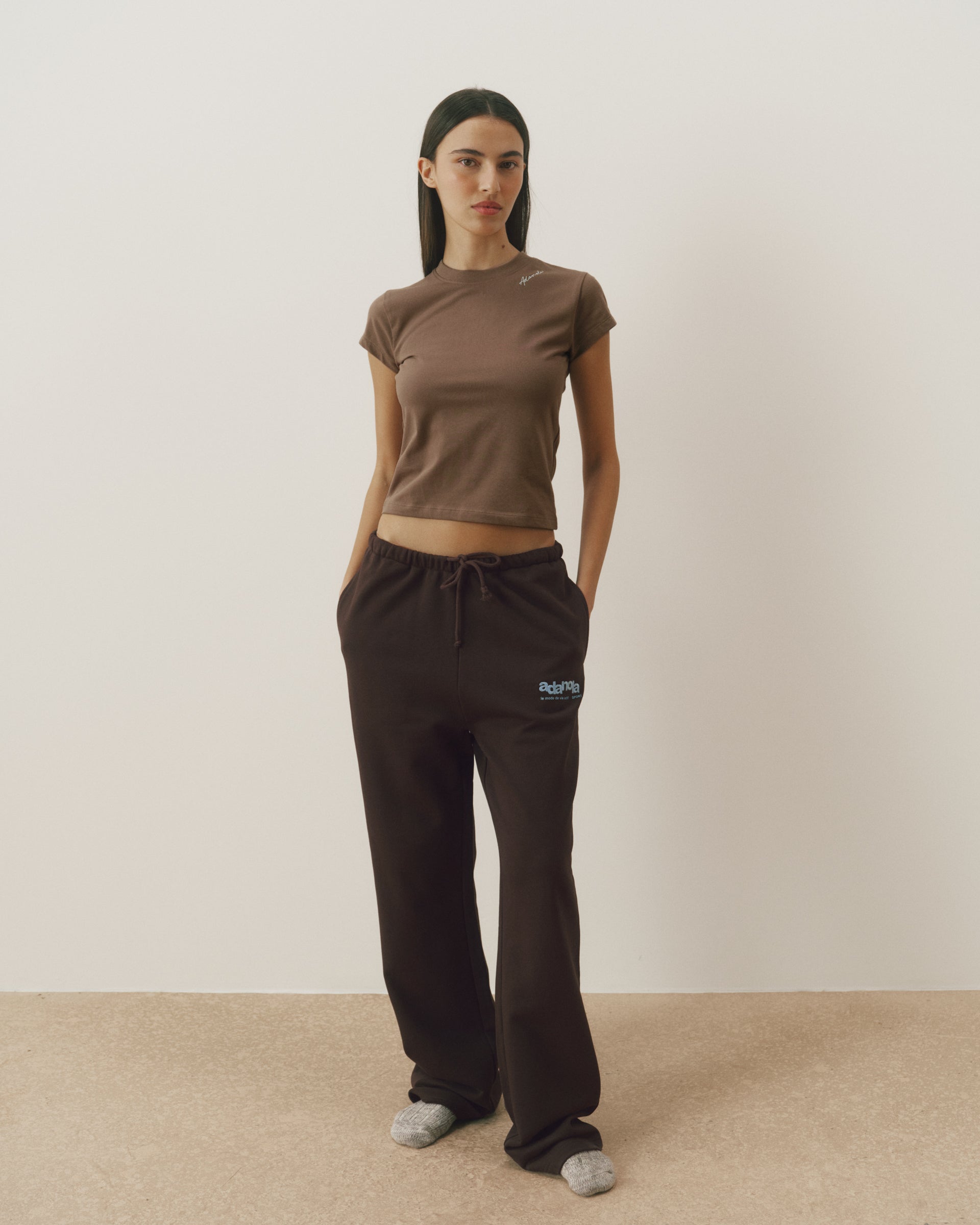 Le Mode De Vie Straight Leg Sweatpants - Coffee Bean/Airy Blue