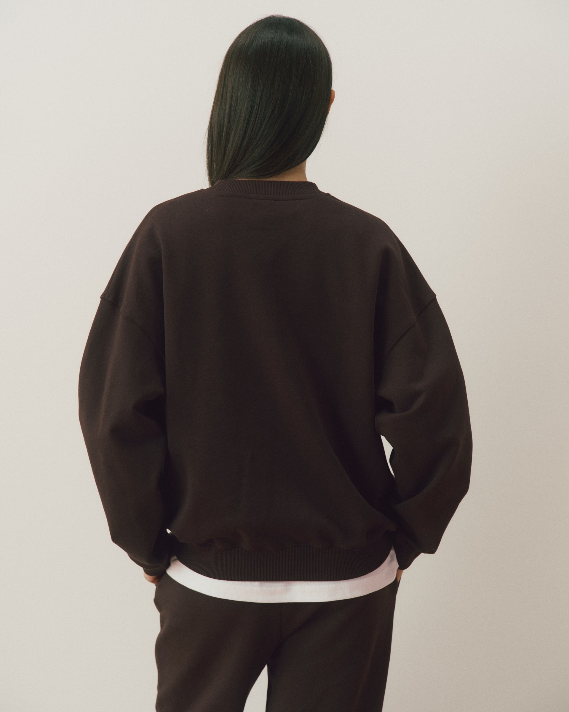 Le Mode De Vie Oversized Sweatshirt - Coffee Bean/Airy Blue