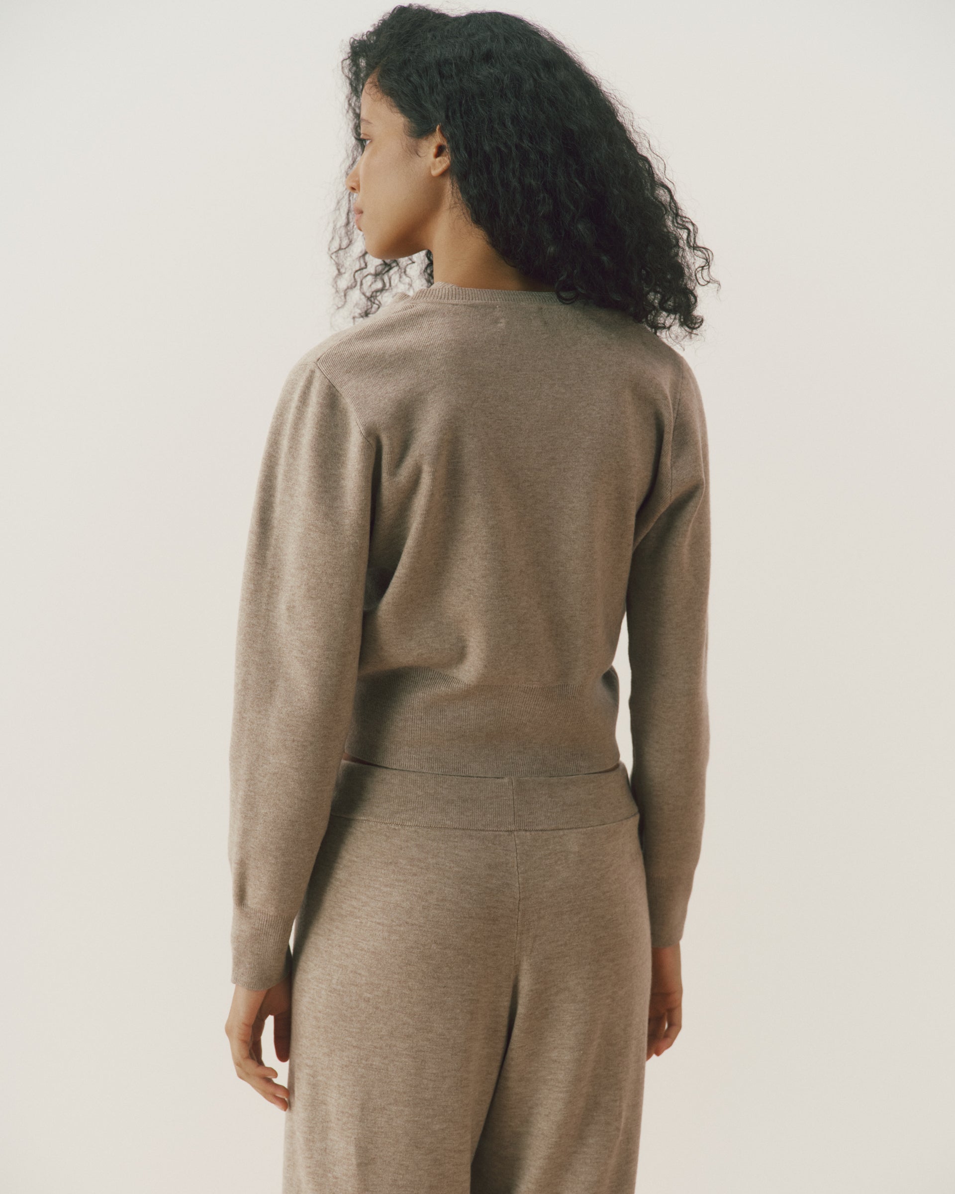 Knit Twinset Button Up Top - Sand