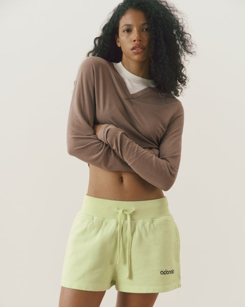 Women's Cropped Sweat Shorts - Washed Lime Green | Adanola – Adanola