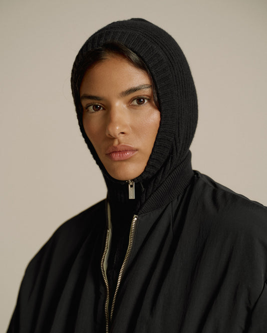 Balaclava Knit Hoodie - Black