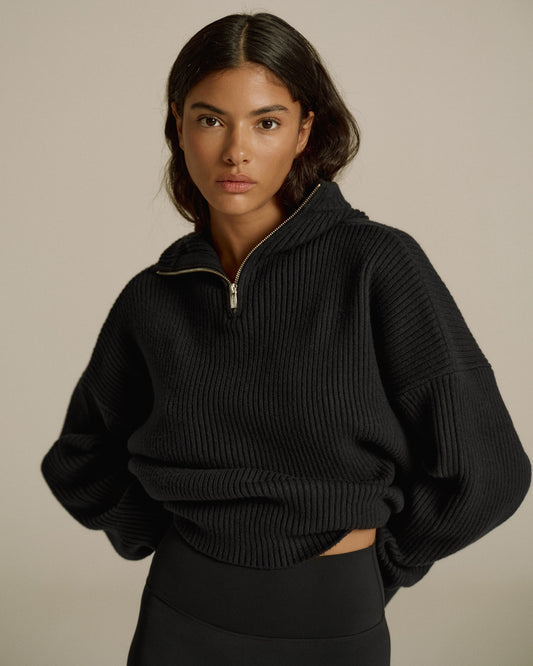 Balaclava Knit Hoodie - Black