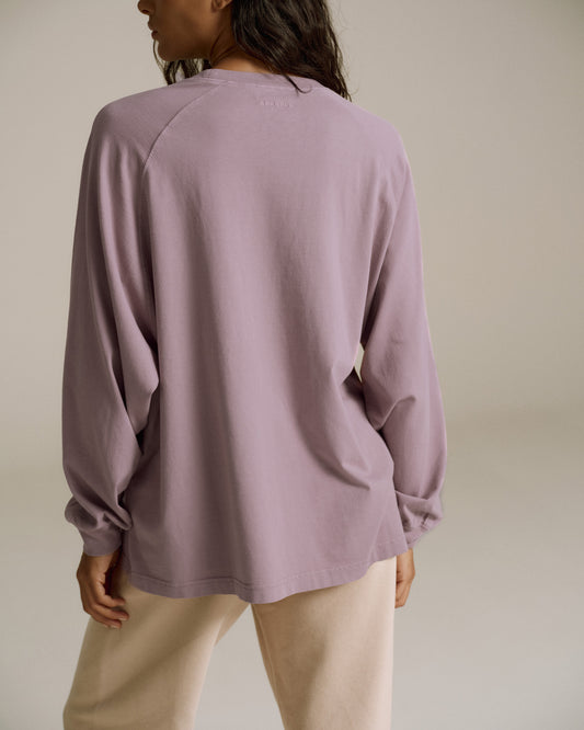 Washed Long Sleeve Oversized T-shirt - Dusk Purple