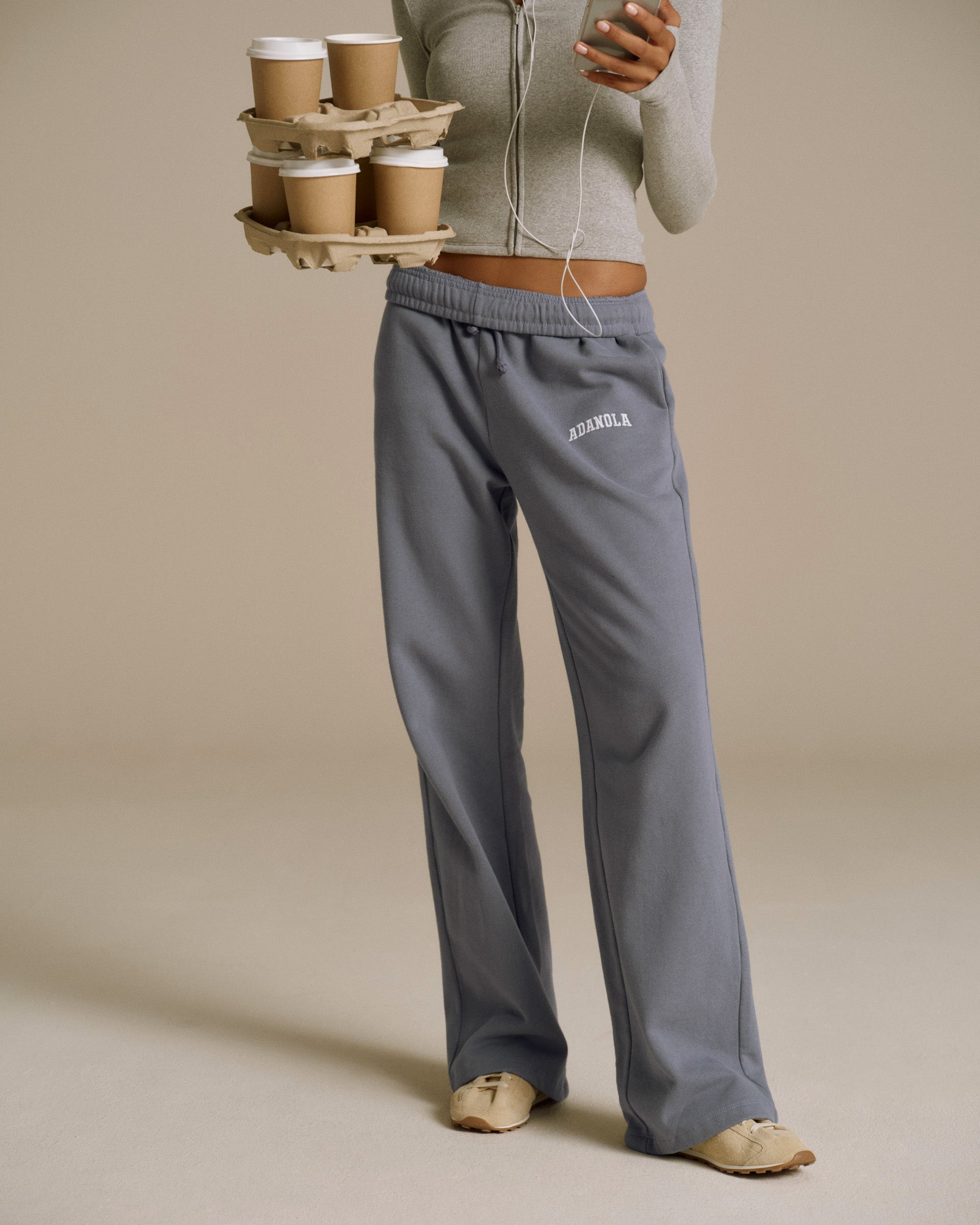 Varsity Loose Fit Straight Leg Sweatpants - Slate Blue Varsity Loose Fit Straight Leg Sweatpants - Slate Blue