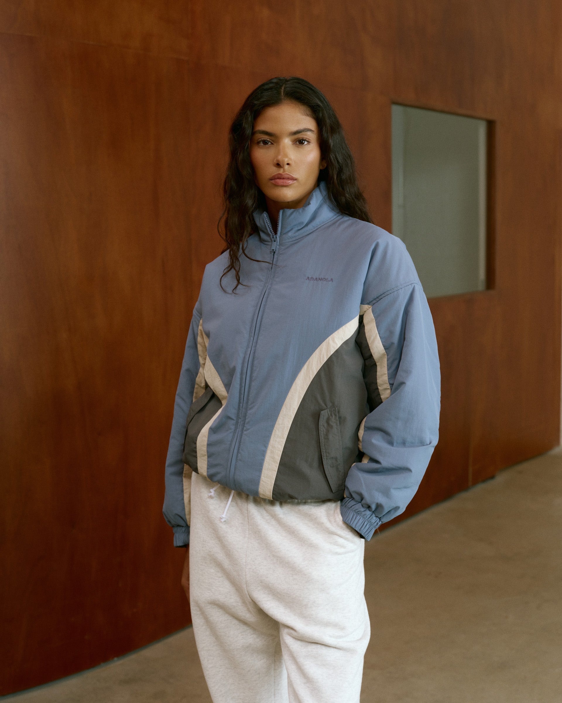 Panel Detail Track Jacket - Slate Blue