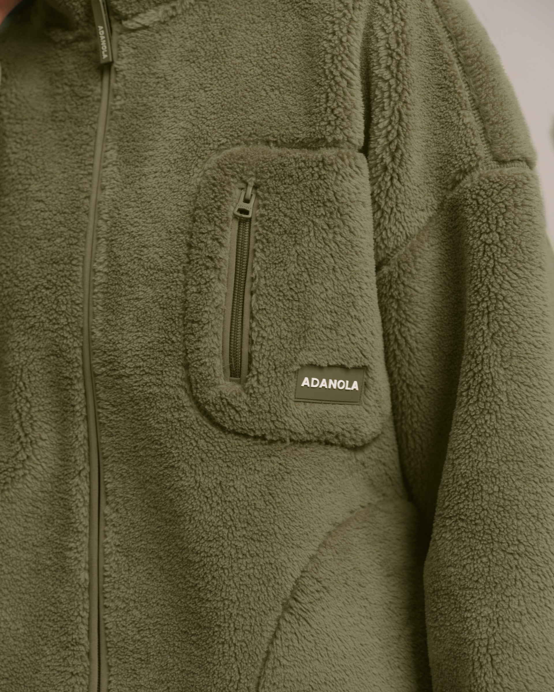 Oversized Pocket Zip Through Fleece - Dark Pistachio Green