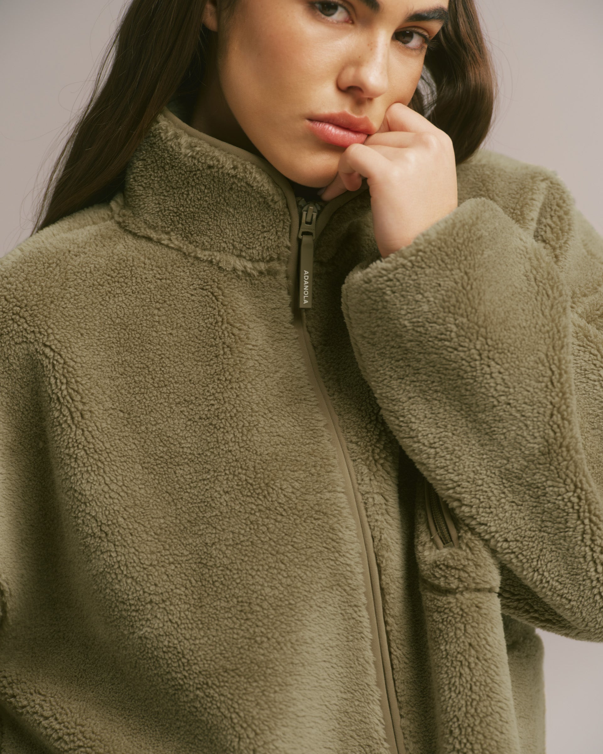 Oversized Pocket Zip Through Fleece - Dark Pistachio Green