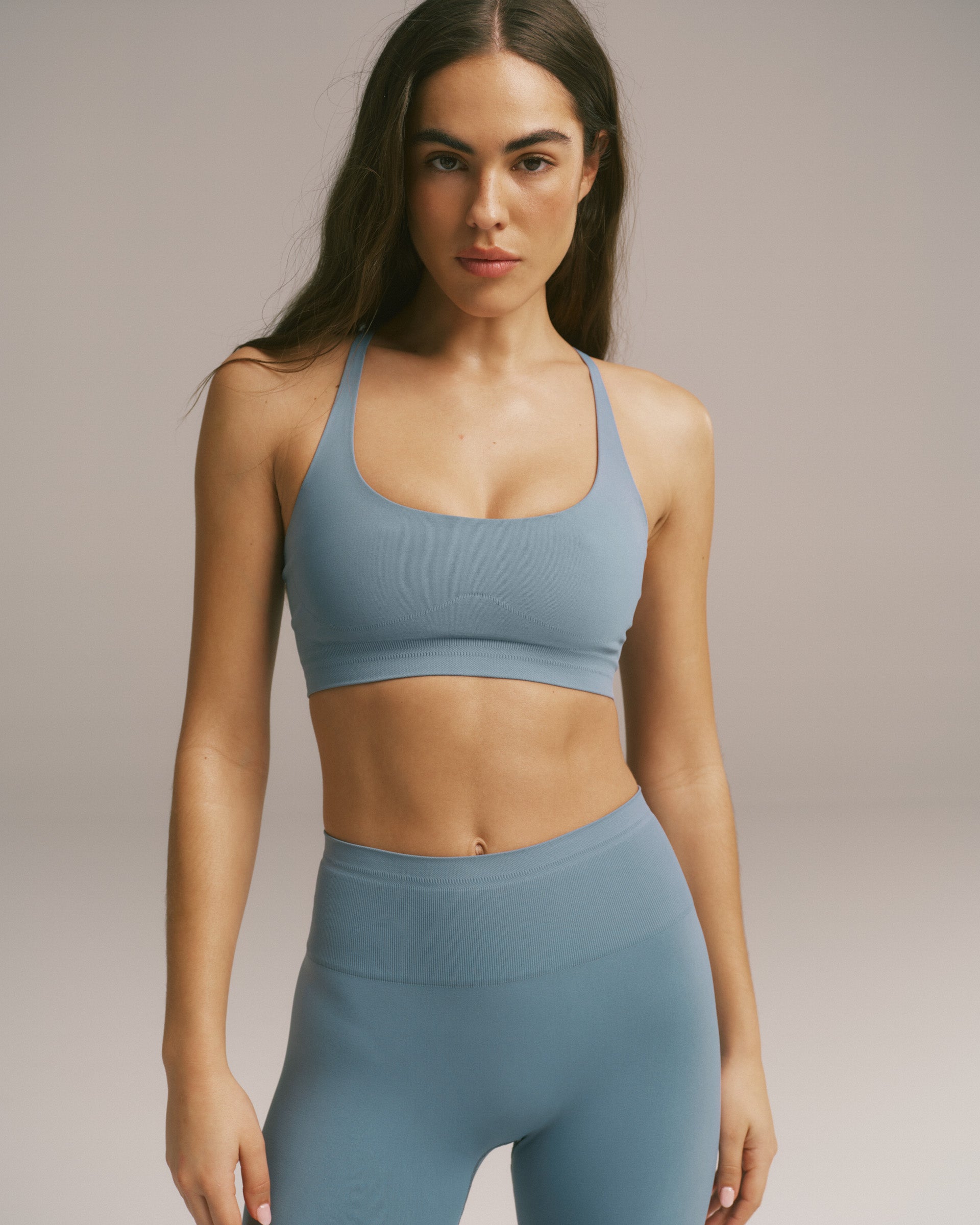 Seamless Racer Back Bra - Slate Blue