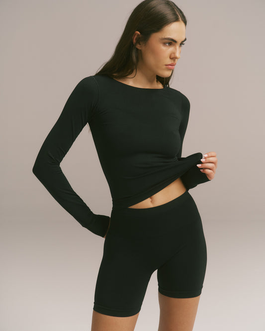 Impact Seamless Long Sleeve Top - Black
