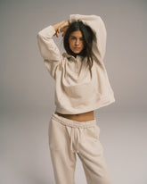 Loopback Henley Hoodie - Oatmeal Melange