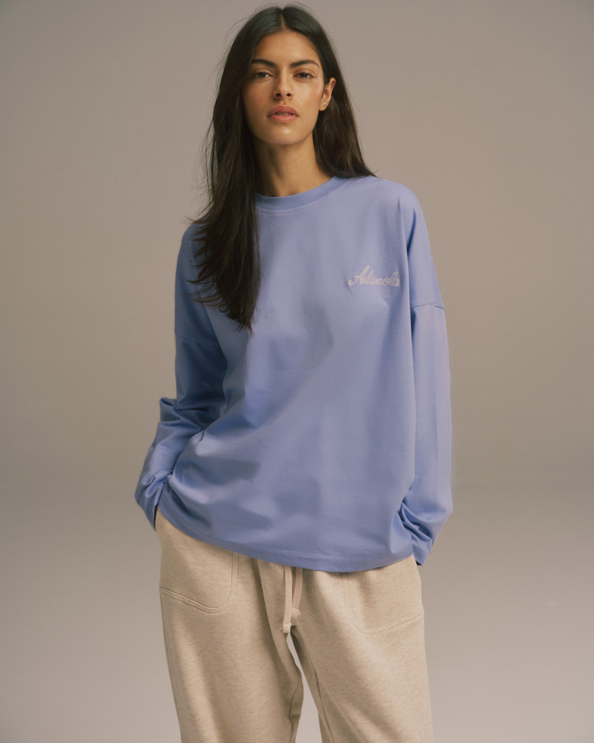 Signature Long Sleeve Drop Shoulder T-shirt - Washed Lavender