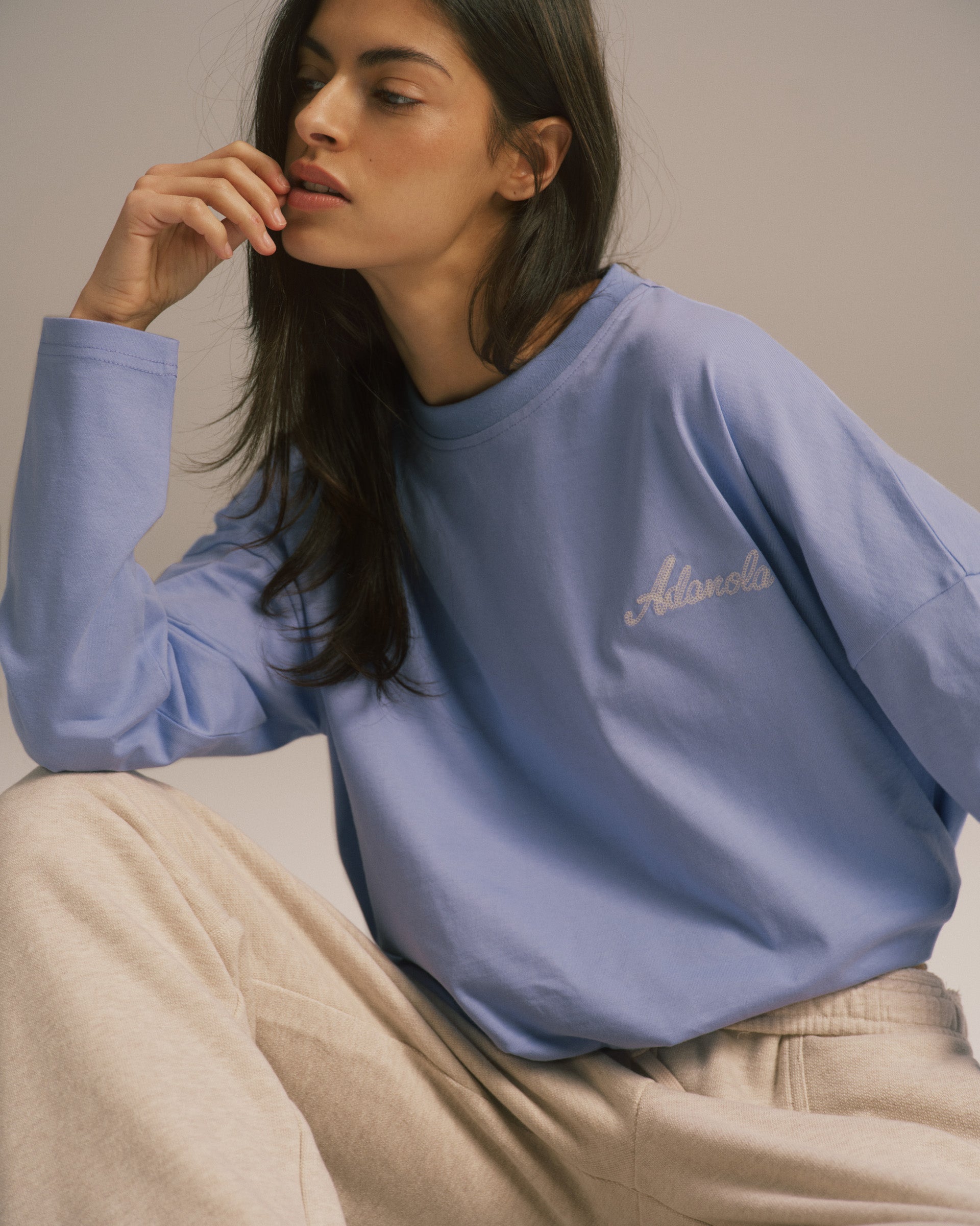 Signature Long Sleeve Drop Shoulder T-shirt - Washed Lavender