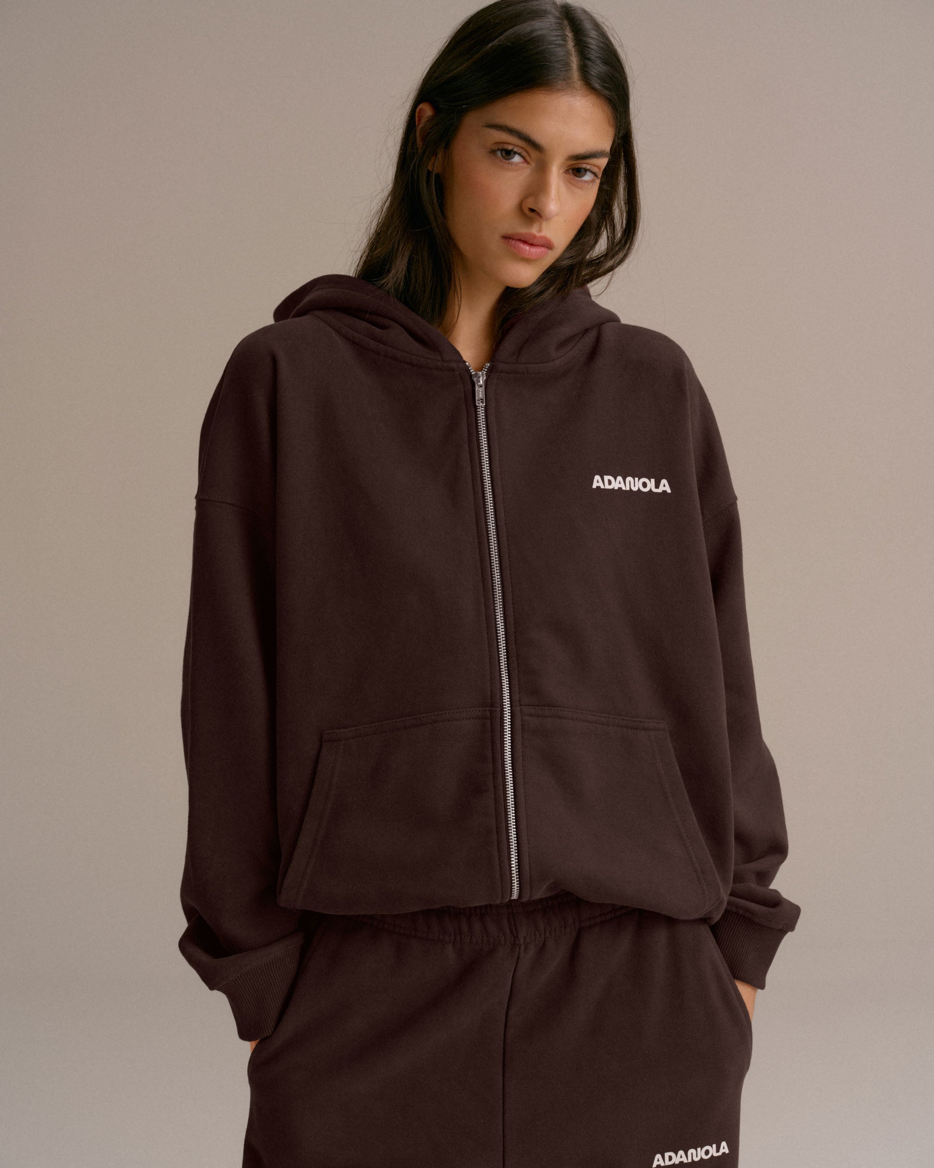 Movement Oversized Full Zip Hoodie - Chocolate Brown