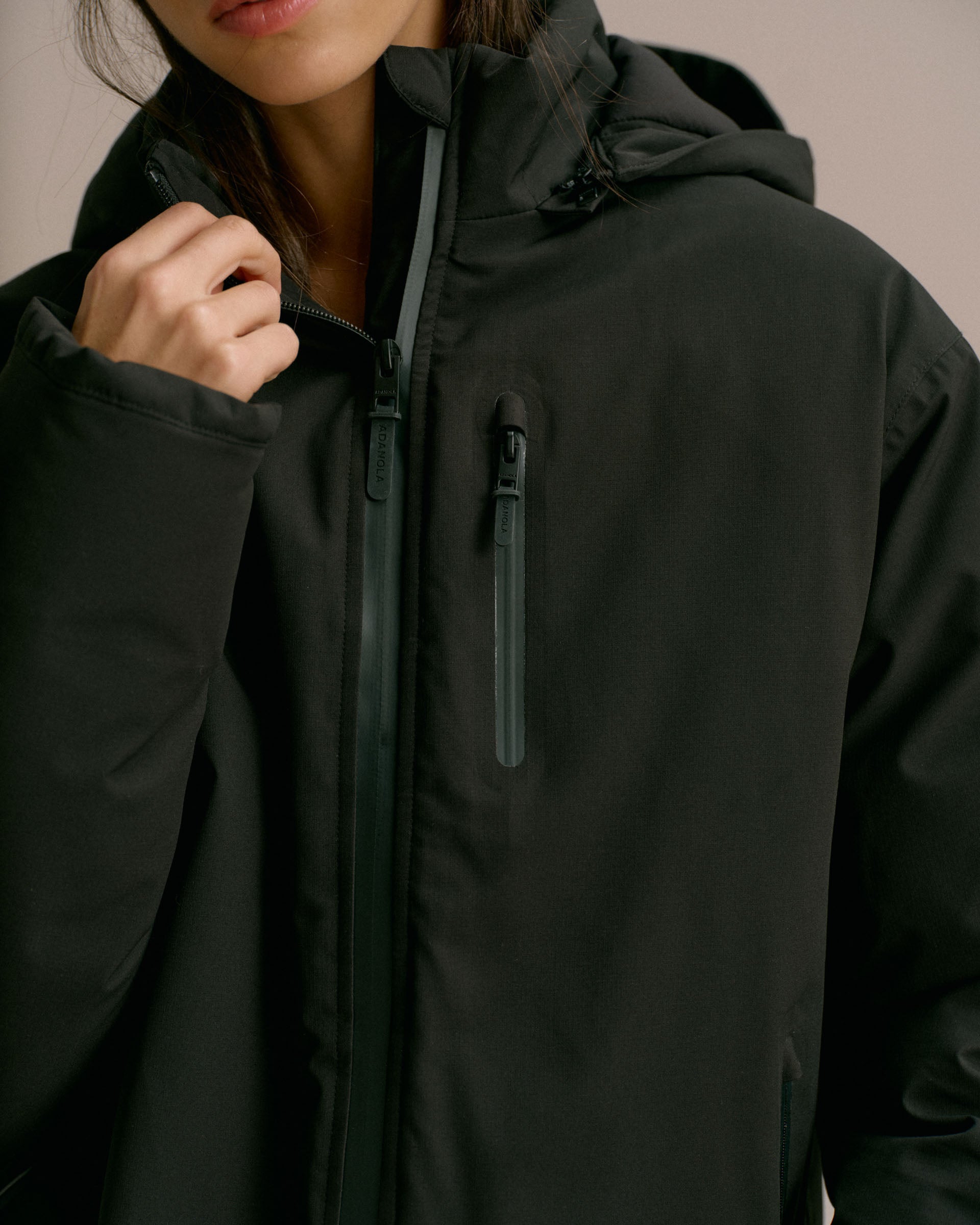 Hooded Waterproof Coat - Black