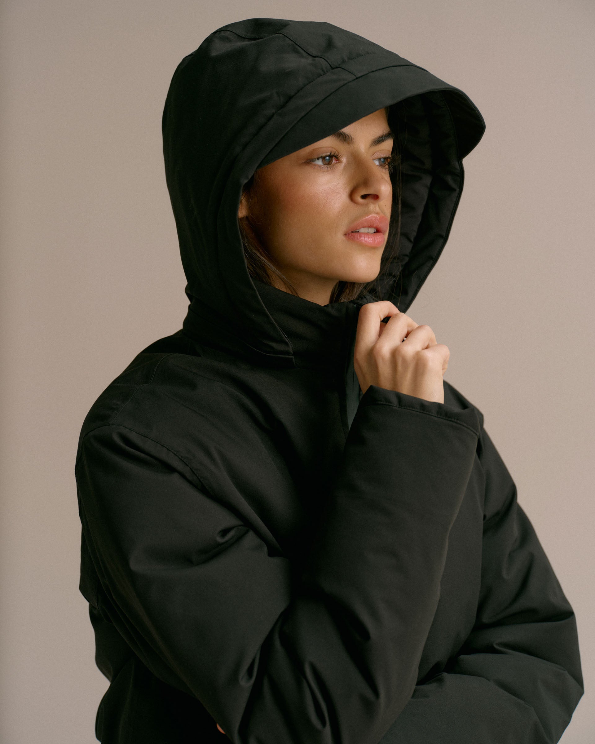 Hooded Waterproof Coat - Black