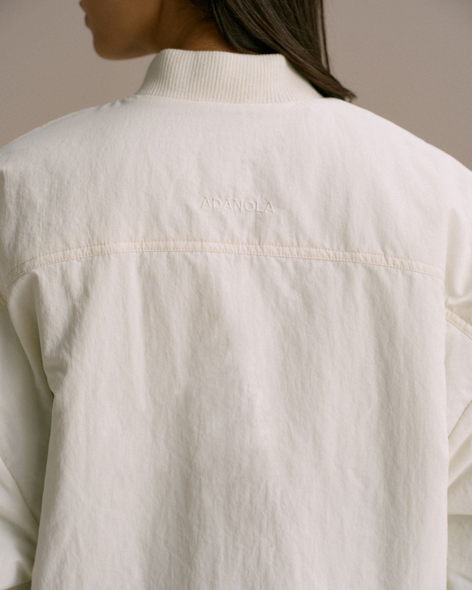 Drop Shoulder Reversible Bomber Jacket - Coffee Bean/Marshmallow White