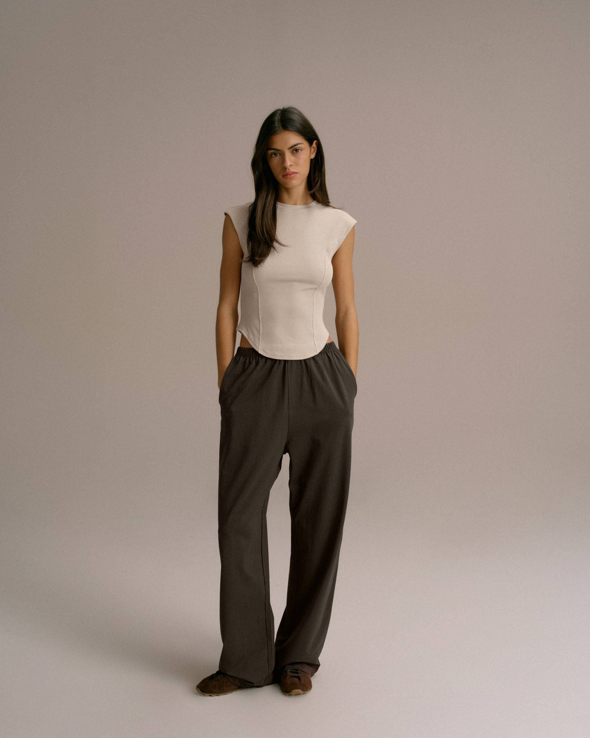 Rib Seam Detail Top - Bone