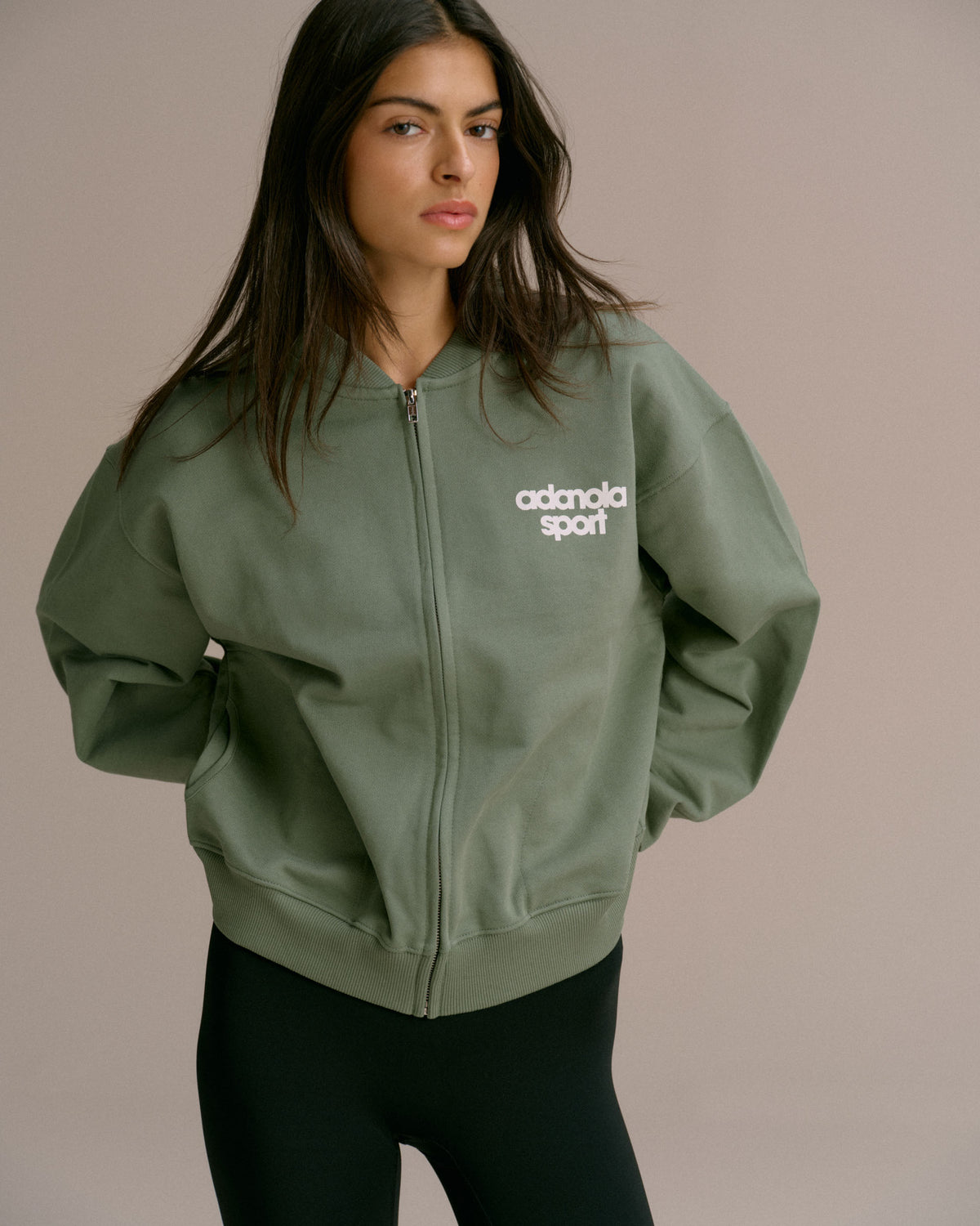 AS Bold Oversized Full Zip Sweatshirt Eden Green Marshmallow