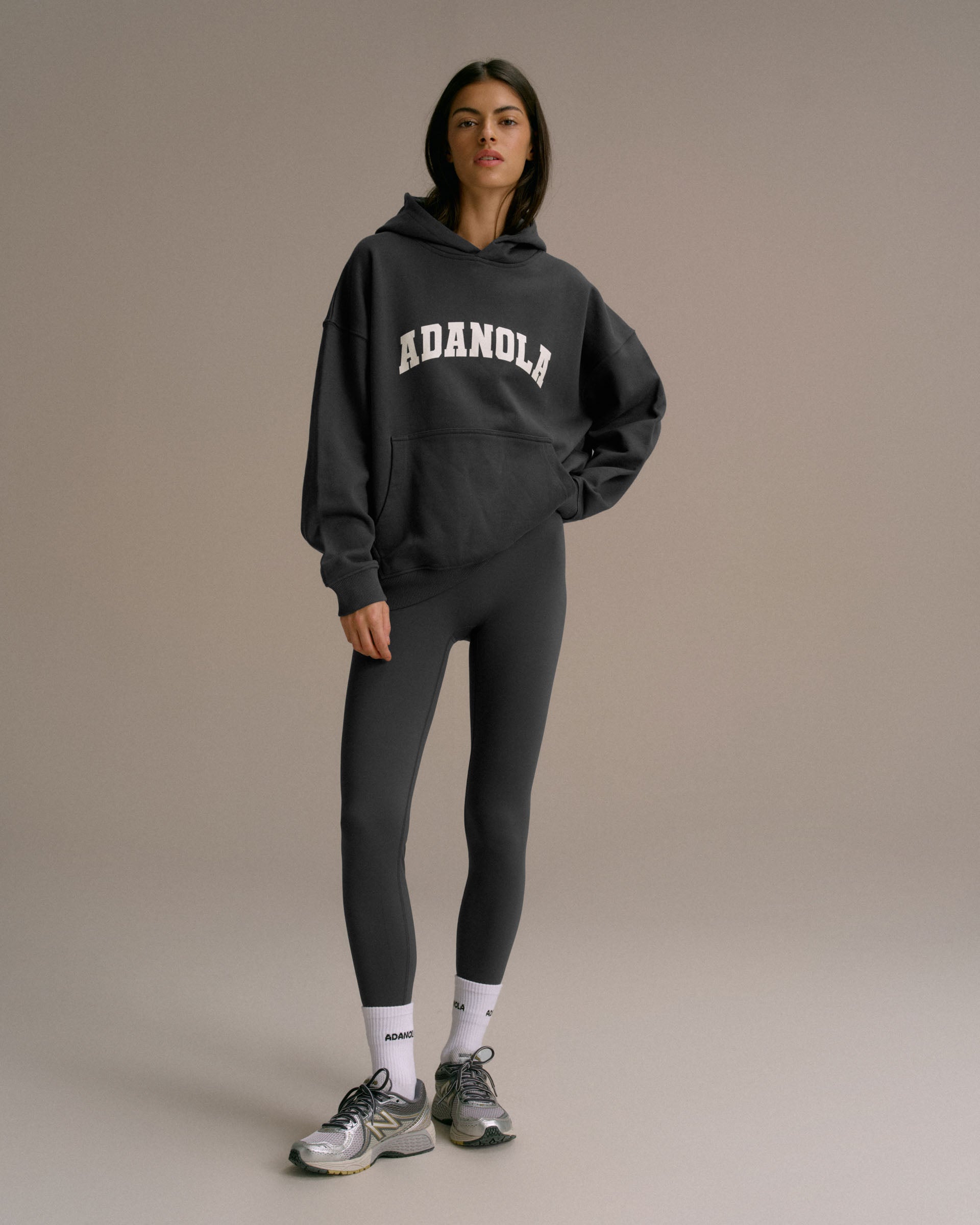 Varsity Oversized Hoodie - Graphite Grey/Marshmallow White