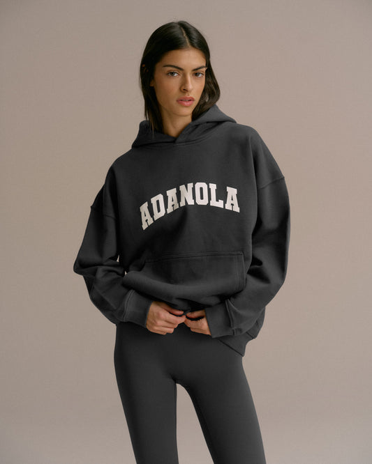 Varsity Oversized Hoodie - Graphite Grey/Marshmallow White