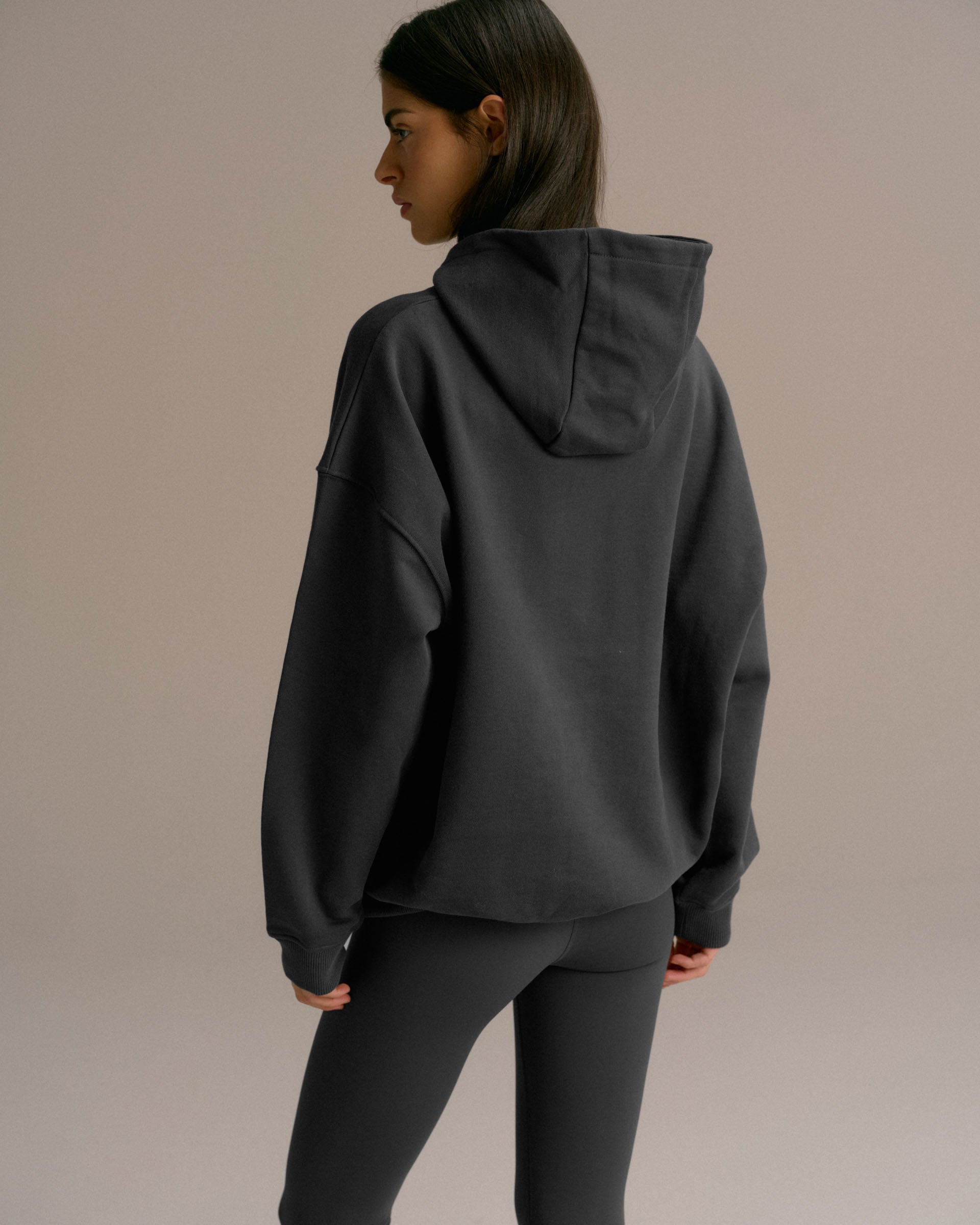 Varsity Oversized Hoodie - Graphite Grey/Marshmallow White