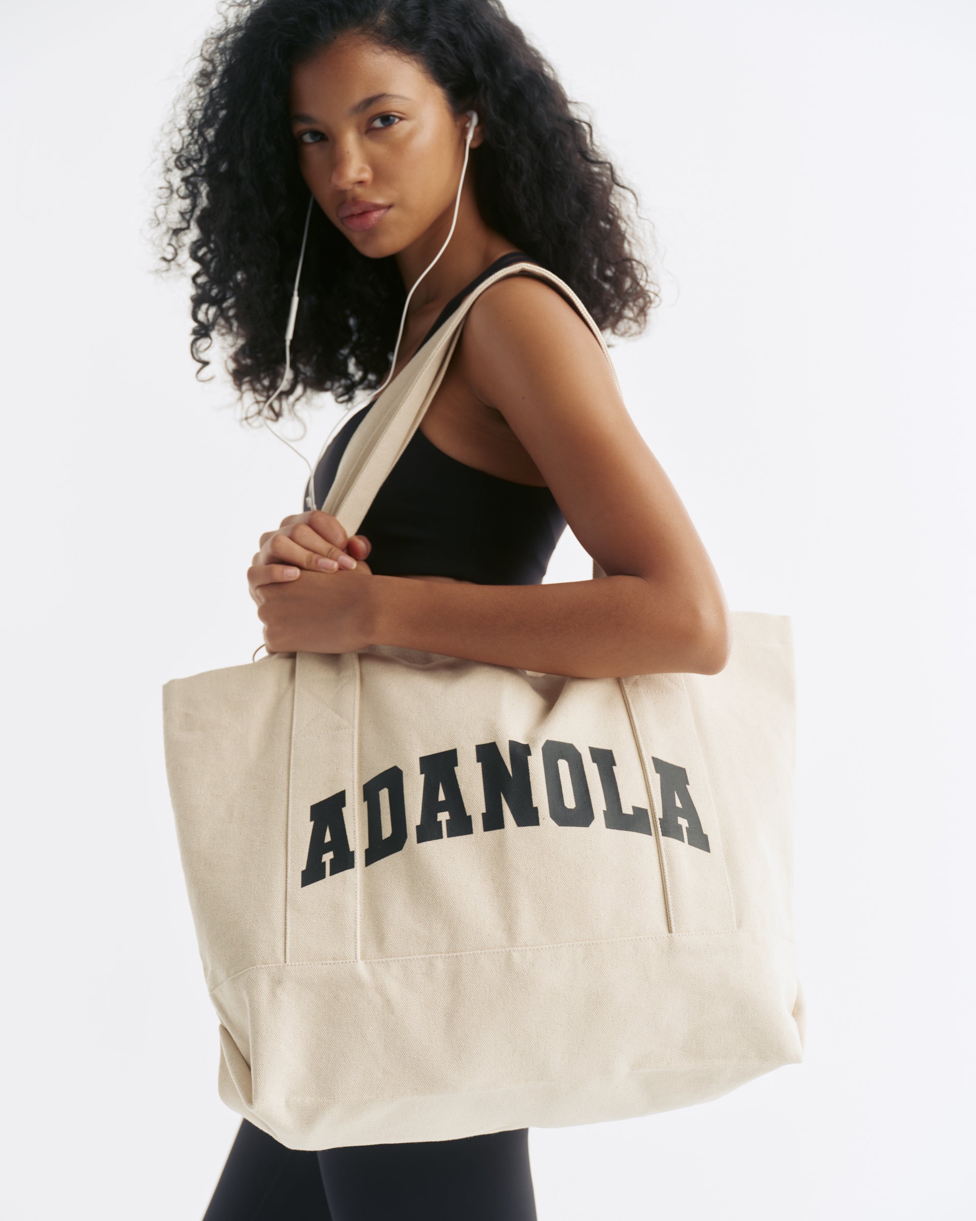 Varsity Tote Bag - Cream/Black