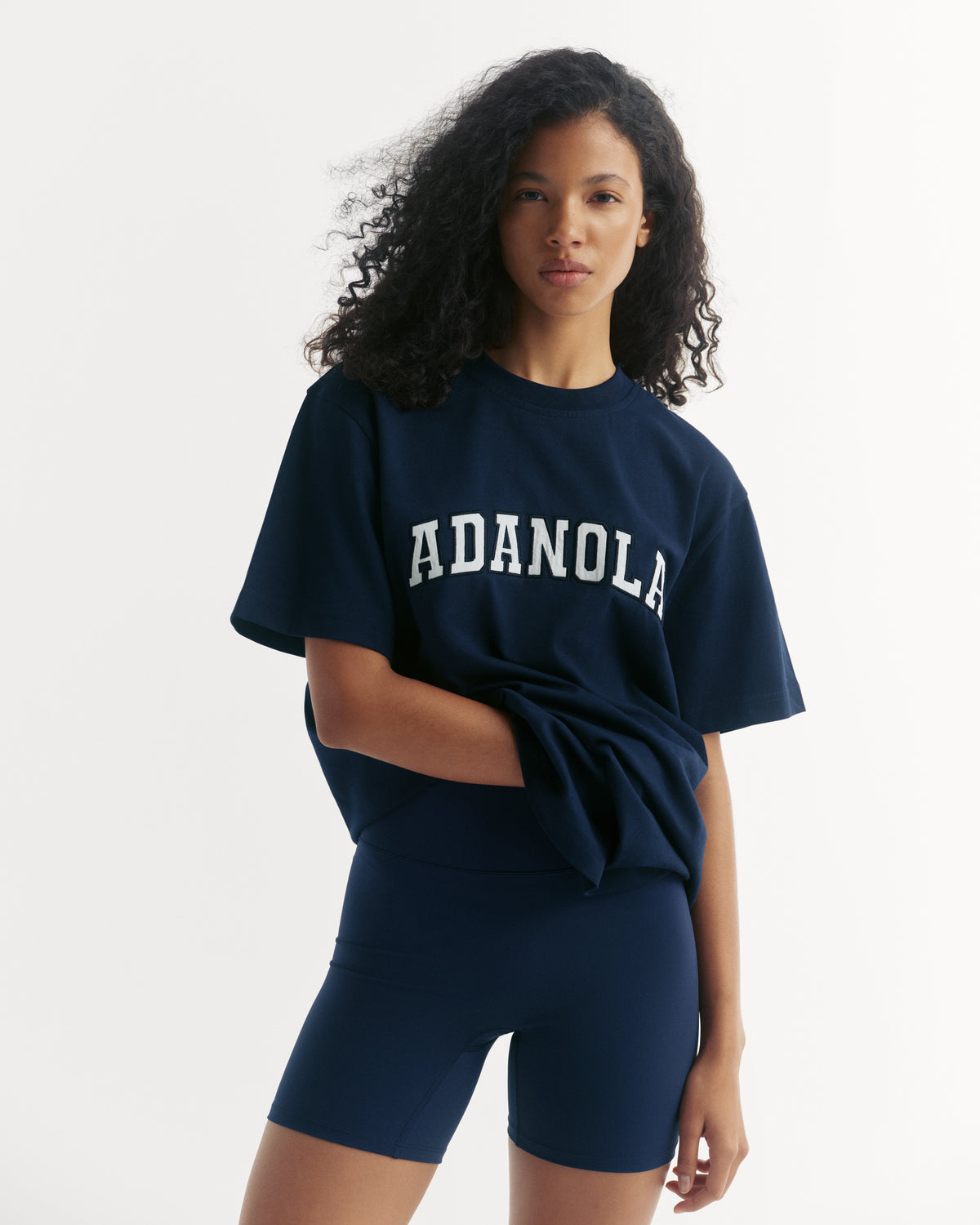 Varsity Short Sleeve Oversized T shirt Blue White
