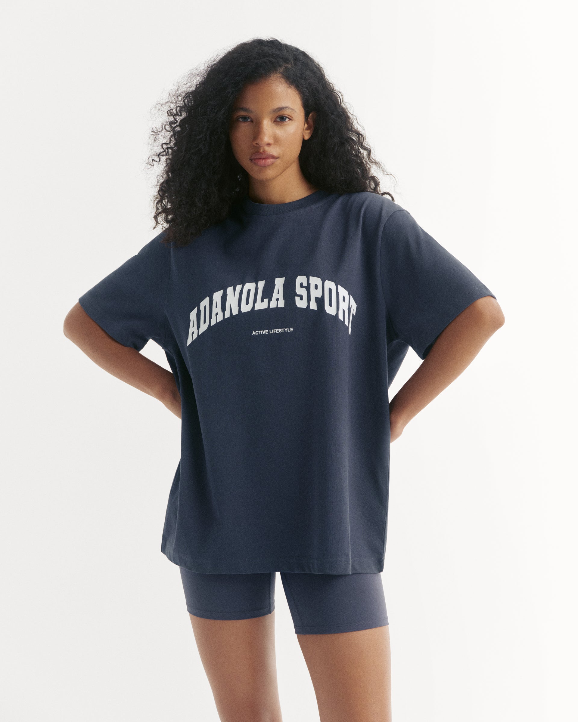 AS Short Sleeve Oversized T-shirt - Midnight Blue/White