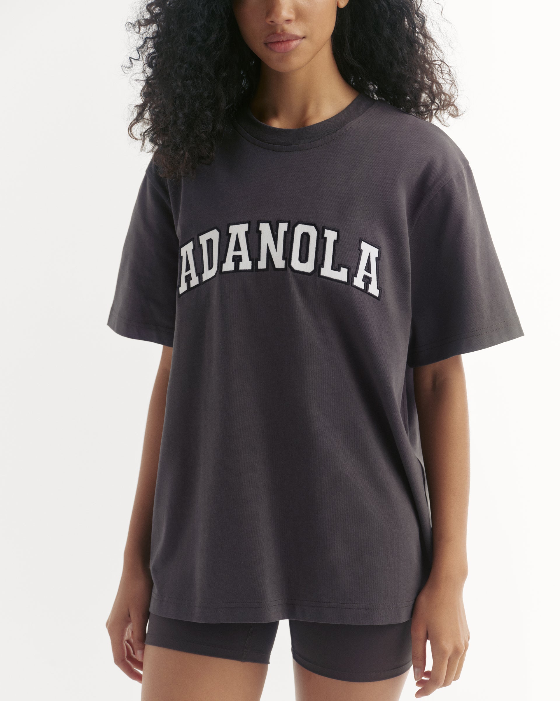 Varsity Short Sleeve Oversized T-shirt - Coffee Bean/White – Adanola
